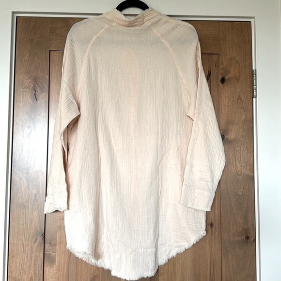 NWT Paintcolors Cotton Gauze Button Down Tunic blouse Shirt Womens M longline - Picture 2 of 10